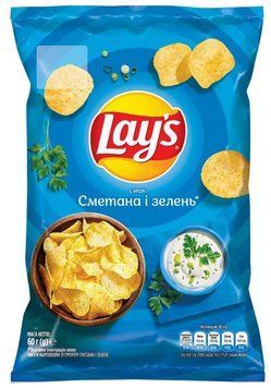 Чіпси Lays Сметана-зелень 60г Пивасов Одеса
